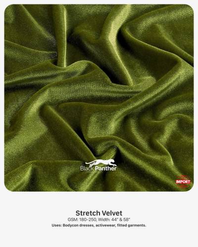 Imported Stretch Velvet Fabric 180-250 GSM | 44” & 58” Width | Bodycon Dresses & Activewear in Surat